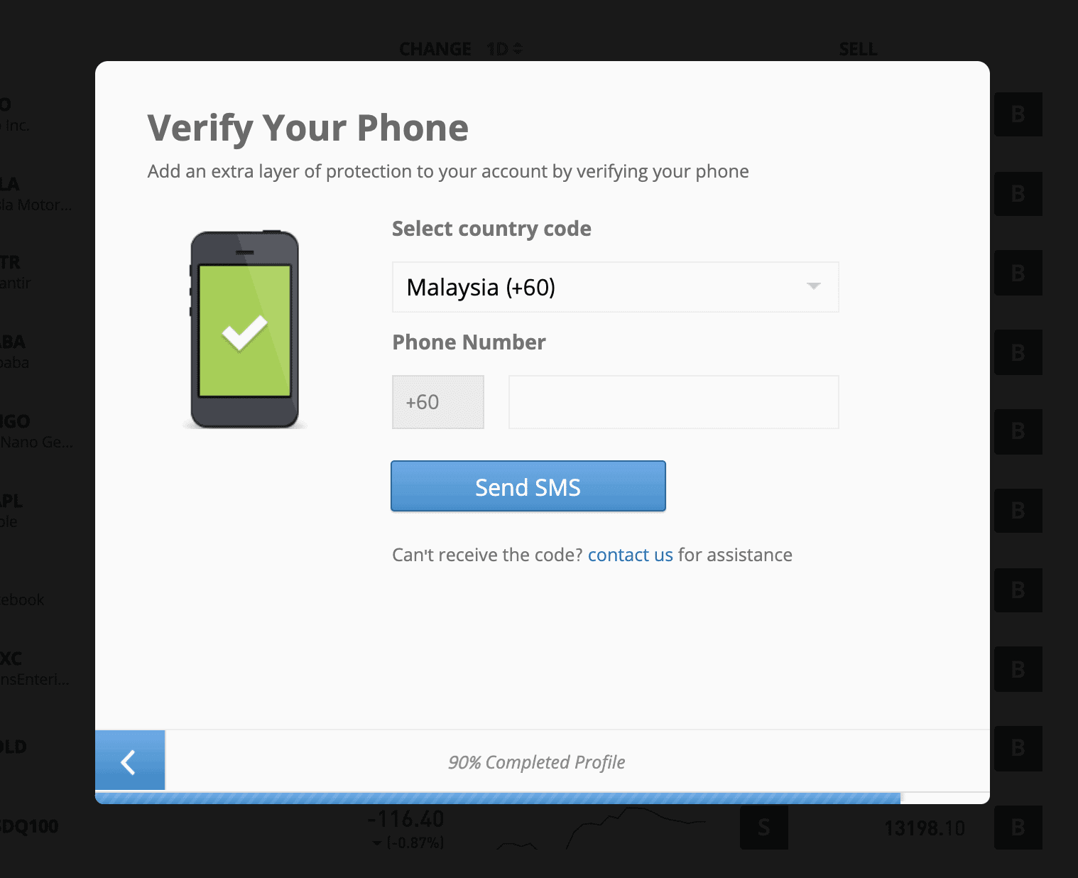 etoro account verification - phone number