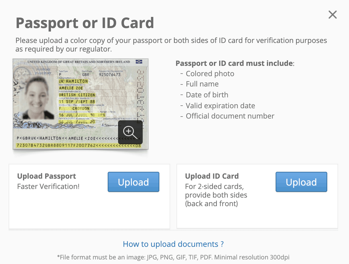 etoro account verification - id card