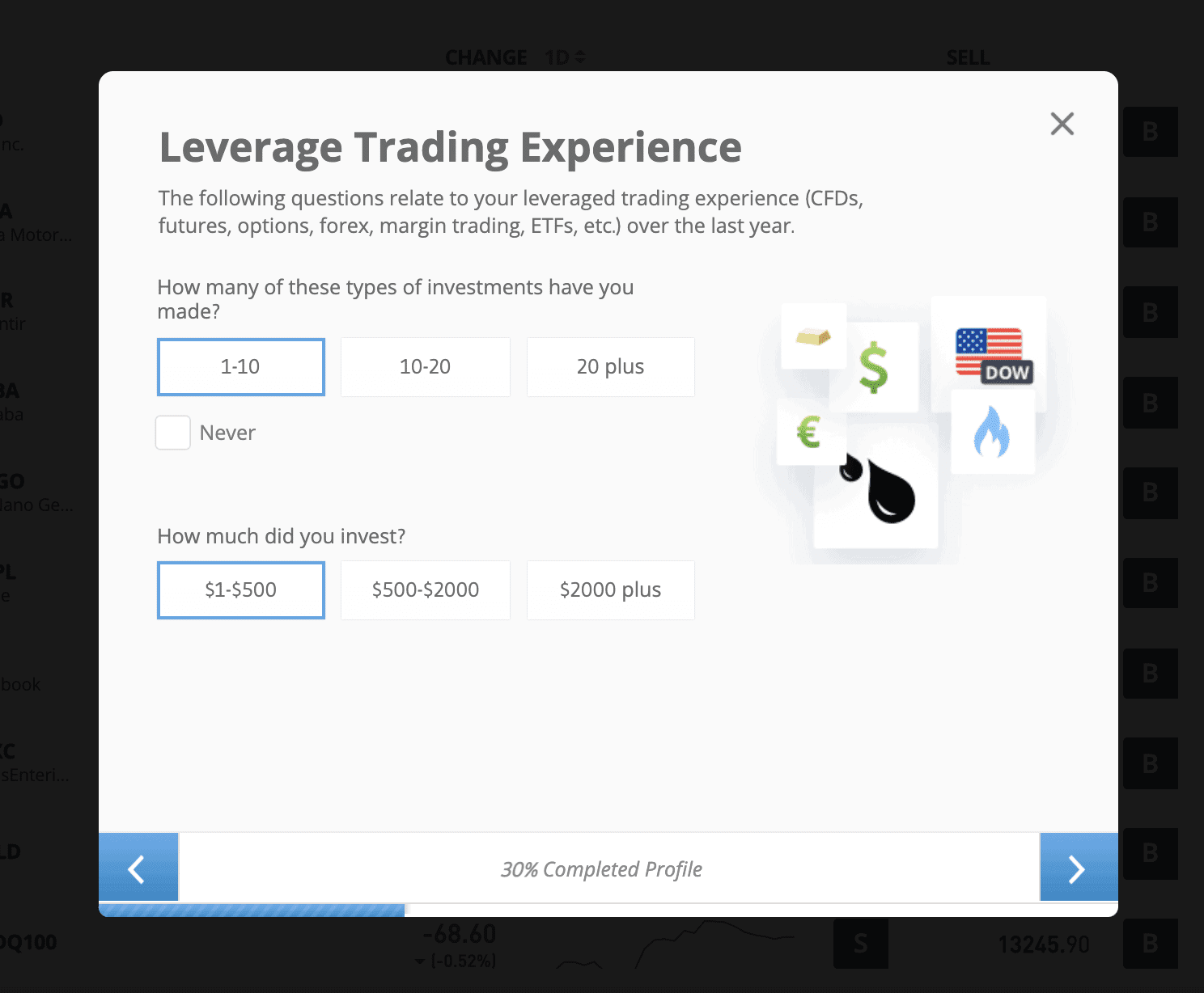 etoro account verification - trading experience