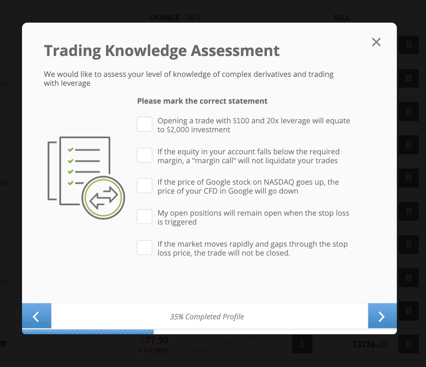 etoro account verification - trading knowledge assessment