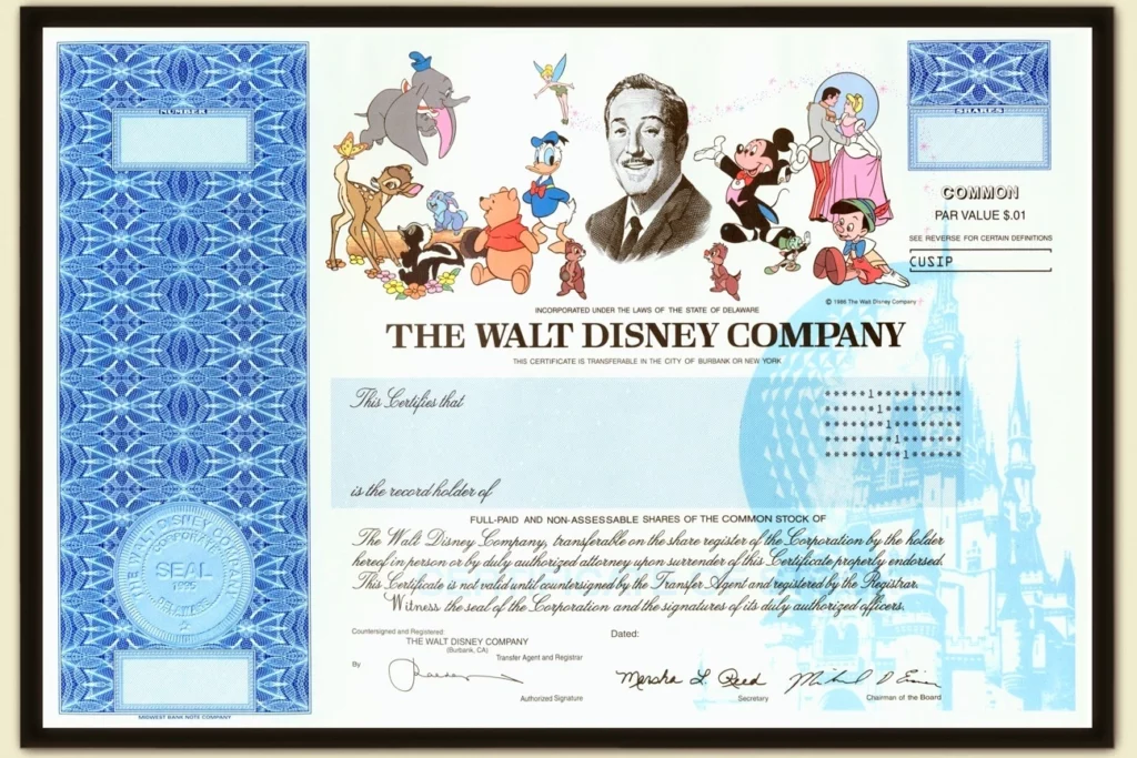 Disney 股票证书